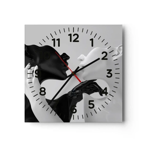 Reloj de pared - Reloj de vidrio - Atracción - deseo - 40x40 cm