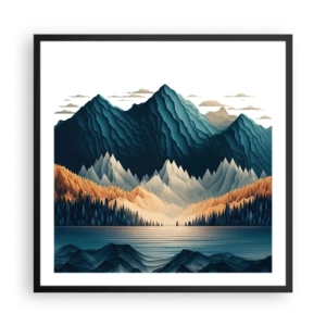 Póster en marco negro - Paisaje perfecto de montañas - 60x60 cm