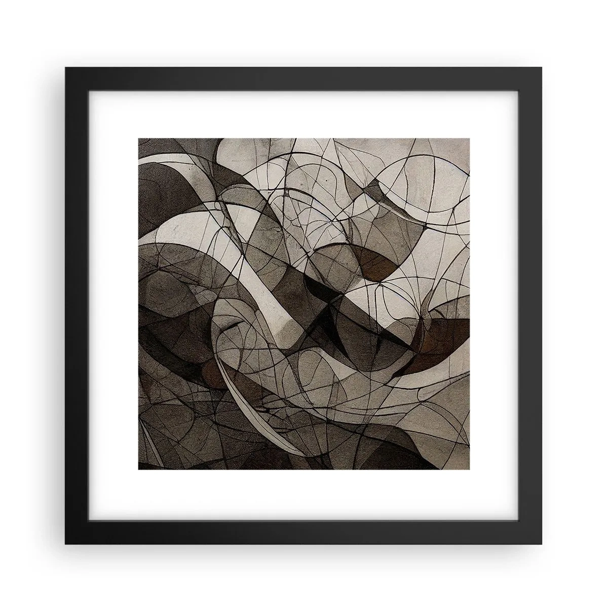 Póster en marco negro - Circulación en colores tierra - 30x30 cm