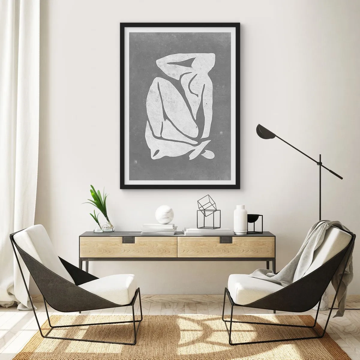 Póster en marco negro - En sus pensamientos - 61x91 cm