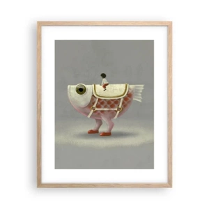 Póster en marco roble claro - Jinete del pescado - 40x50 cm