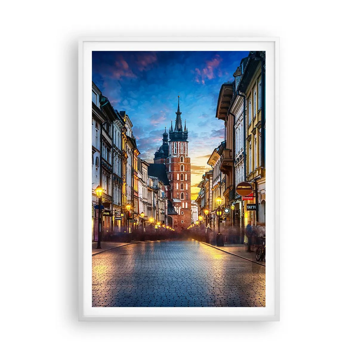 Póster en marco blanco - El encanto de Cracovia - 70x100 cm