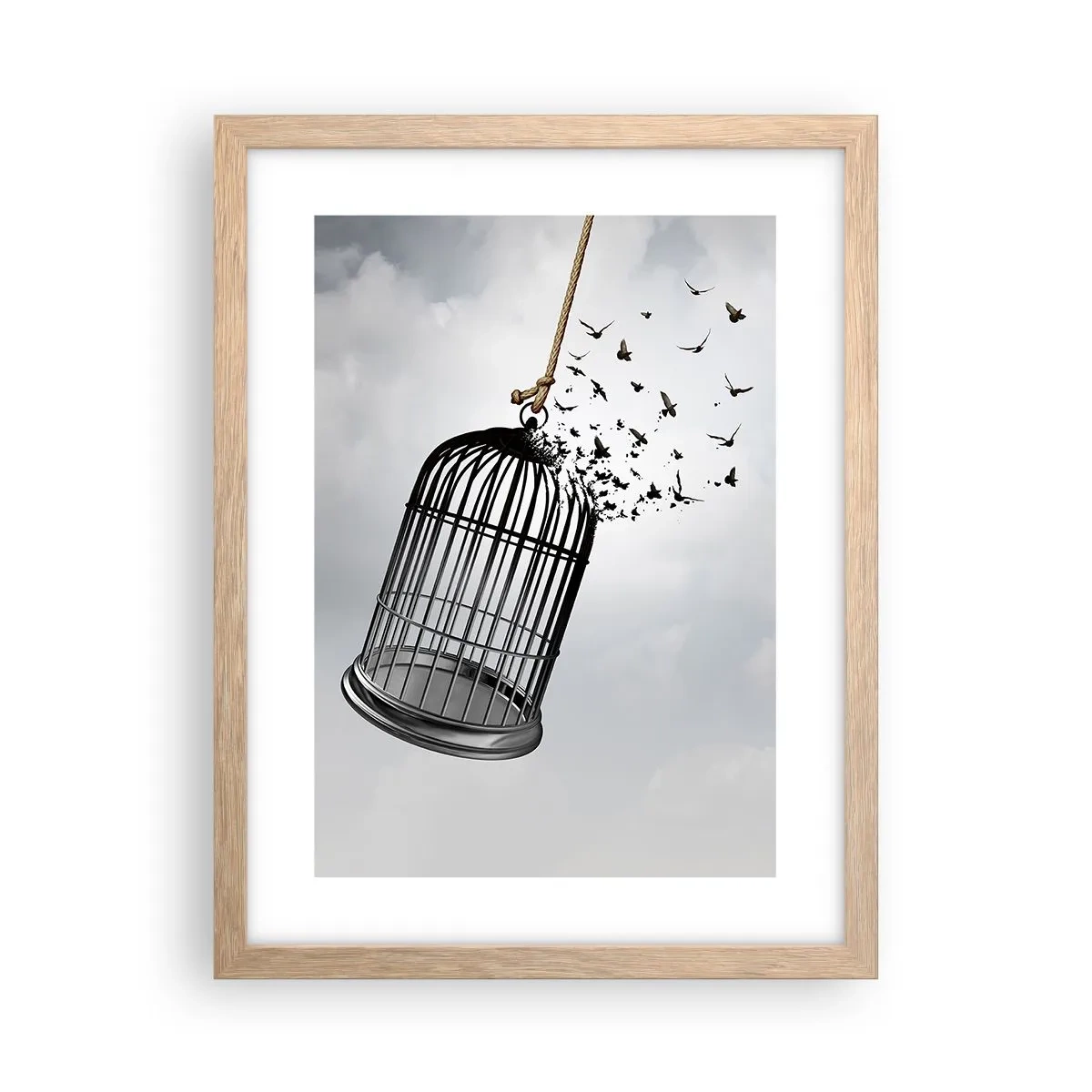 Póster en marco roble claro - Fe... Esperanza... ¡Libertad! - 30x40 cm