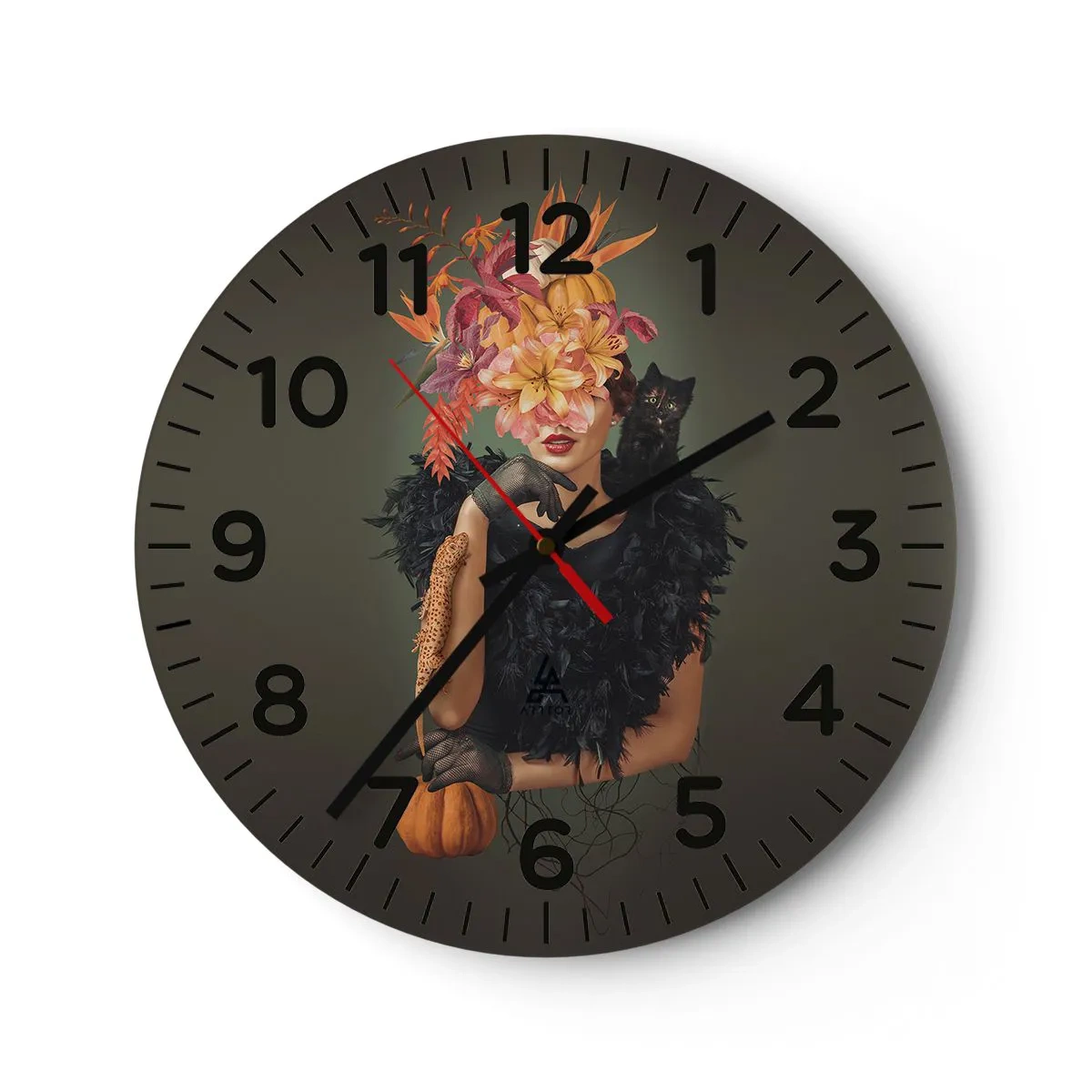 Reloj de pared - Reloj de vidrio - Hechizo de bruja - 30x30 cm