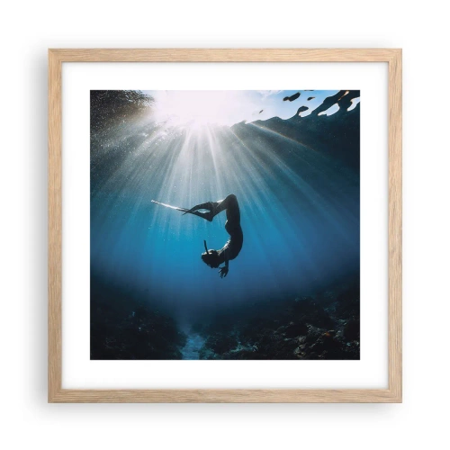 Póster en marco roble claro - Danza subacuática - 40x40 cm