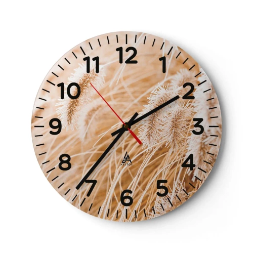 Reloj de pared - Reloj de vidrio - El dorado susurro de las hierbas - 30x30 cm