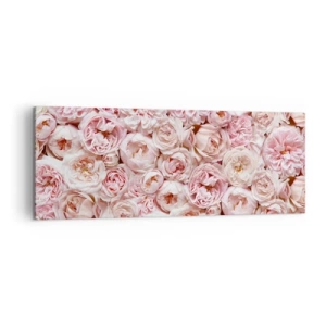 Cuadro sobre lienzo - Impresión de Imagen - Delicadas rosas en tonos rosa por toda la superficie. - 140x50cm - Salpicado de rosas - Decoración de pared moderna para salón y dormitorio ARTTOR