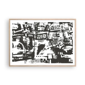 Póster en marco roble claro - ¿Orden o caos? - 100x70 cm