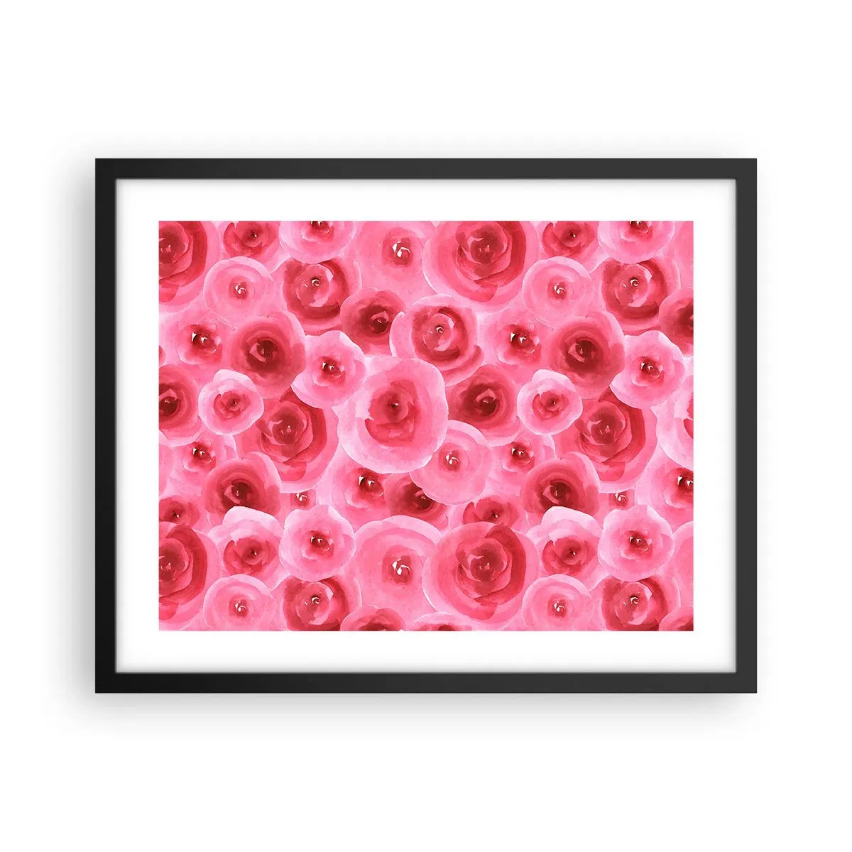 Póster en marco negro - Rosas abajo y arriba - 50x40 cm