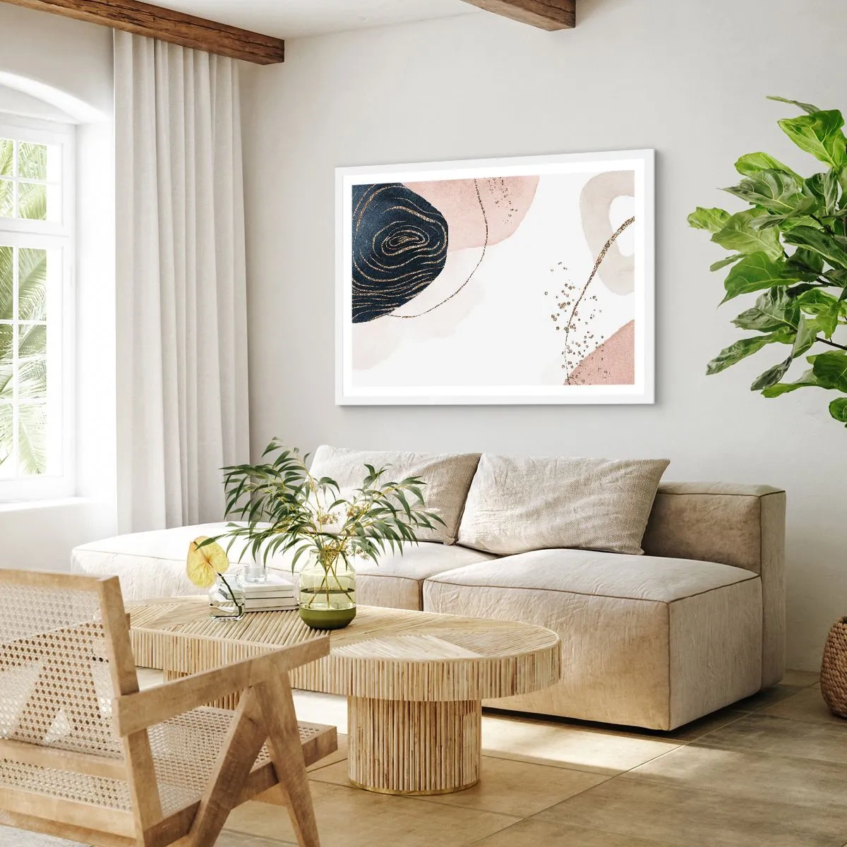 Póster en marco blanco - Todo fluye - 40x30 cm