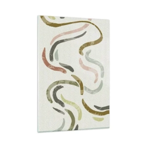 Cuadro sobre vidrio - Impresiones sobre Vidrio - Arcos abstractos en colores pastel - 80x120cm - La alegre danza de la abstracción - Decoración de pared moderna para salón y dormitorio ARTTOR