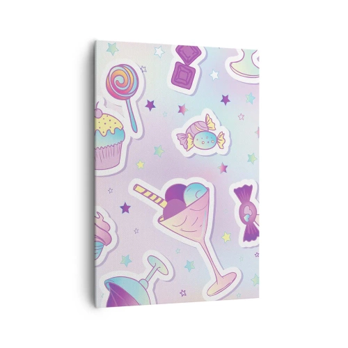Cuadro sobre lienzo - Impresión de Imagen - Patrones pastel con dulces y postres. - 70x100cm - Cumplir años todos los días - Decoración de pared moderna para salón y dormitorio ARTTOR