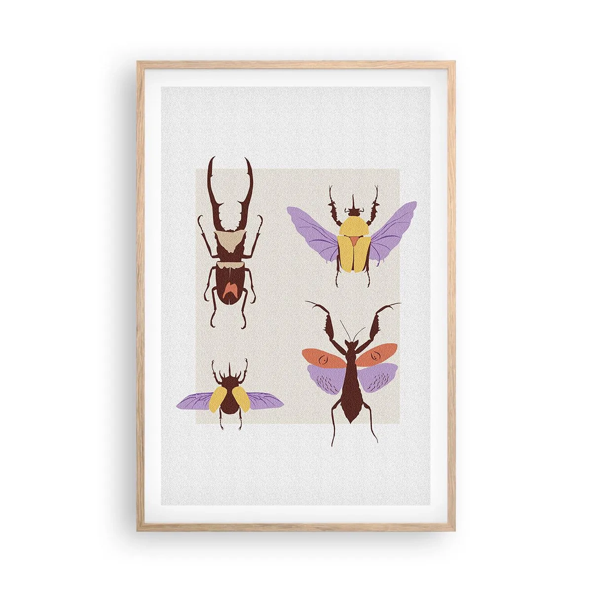 Póster en marco roble claro - El mundo de los insectos - 61x91 cm