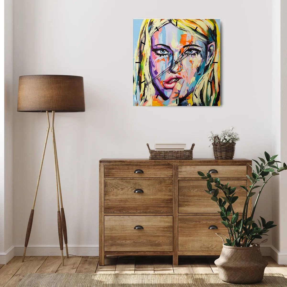 Reloj de pared - Reloj de vidrio - Mírala a los ojos - 30x30 cm