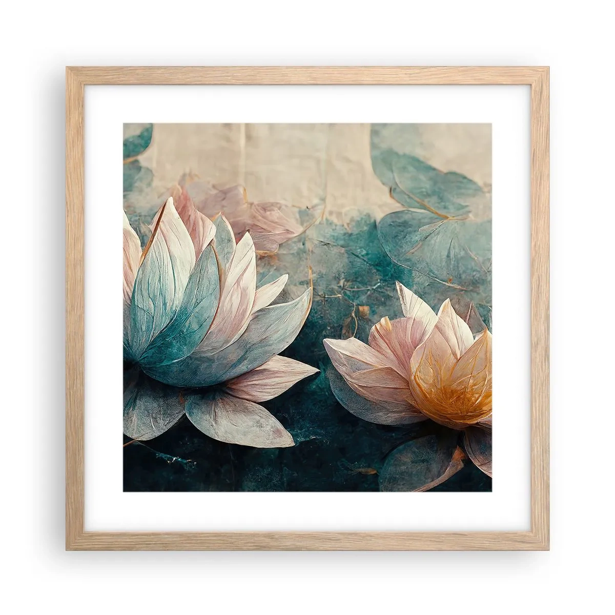 Póster en marco roble claro - Estrellas de lago - 40x40 cm