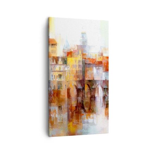 Cuadro sobre lienzo - Impresión de Imagen - Puente y ciudad - 45x80 cm