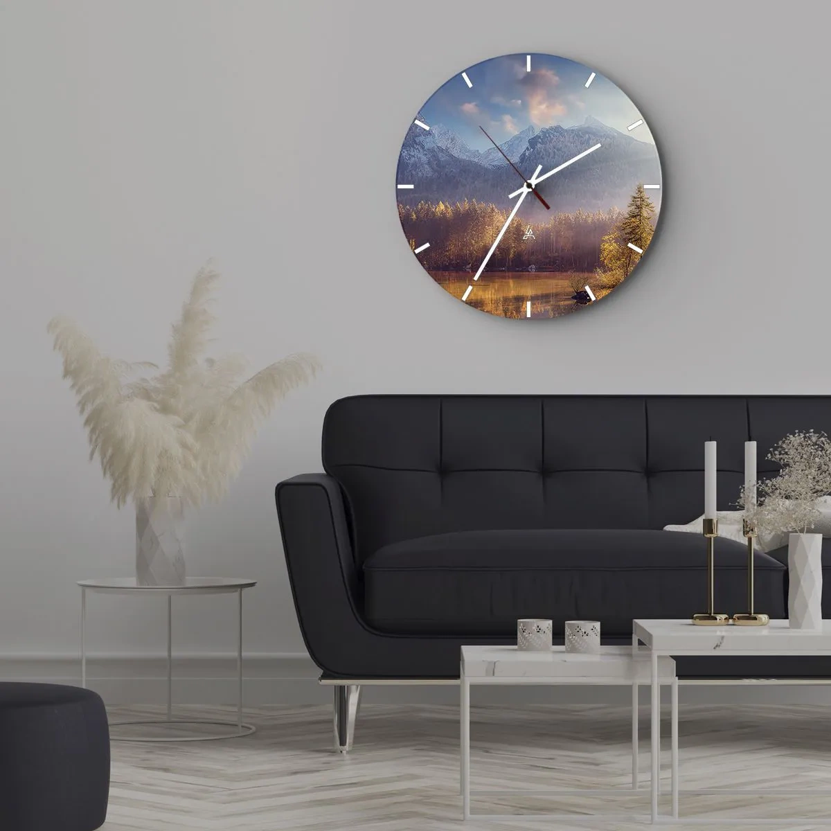 Reloj de pared - Reloj de vidrio - Entre las montañas y los valles - 40x40 cm