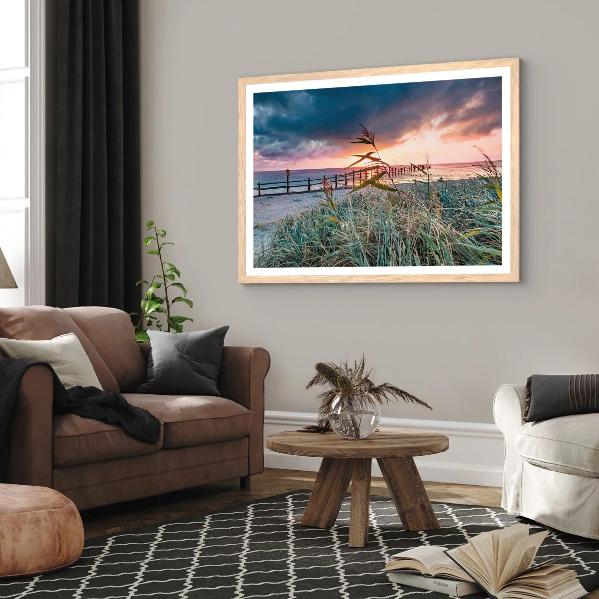 Póster en marco roble claro - Bailando con el viento - 40x30 cm