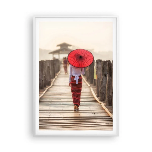 Póster en marco blanco - En un viejo puente - 70x100 cm