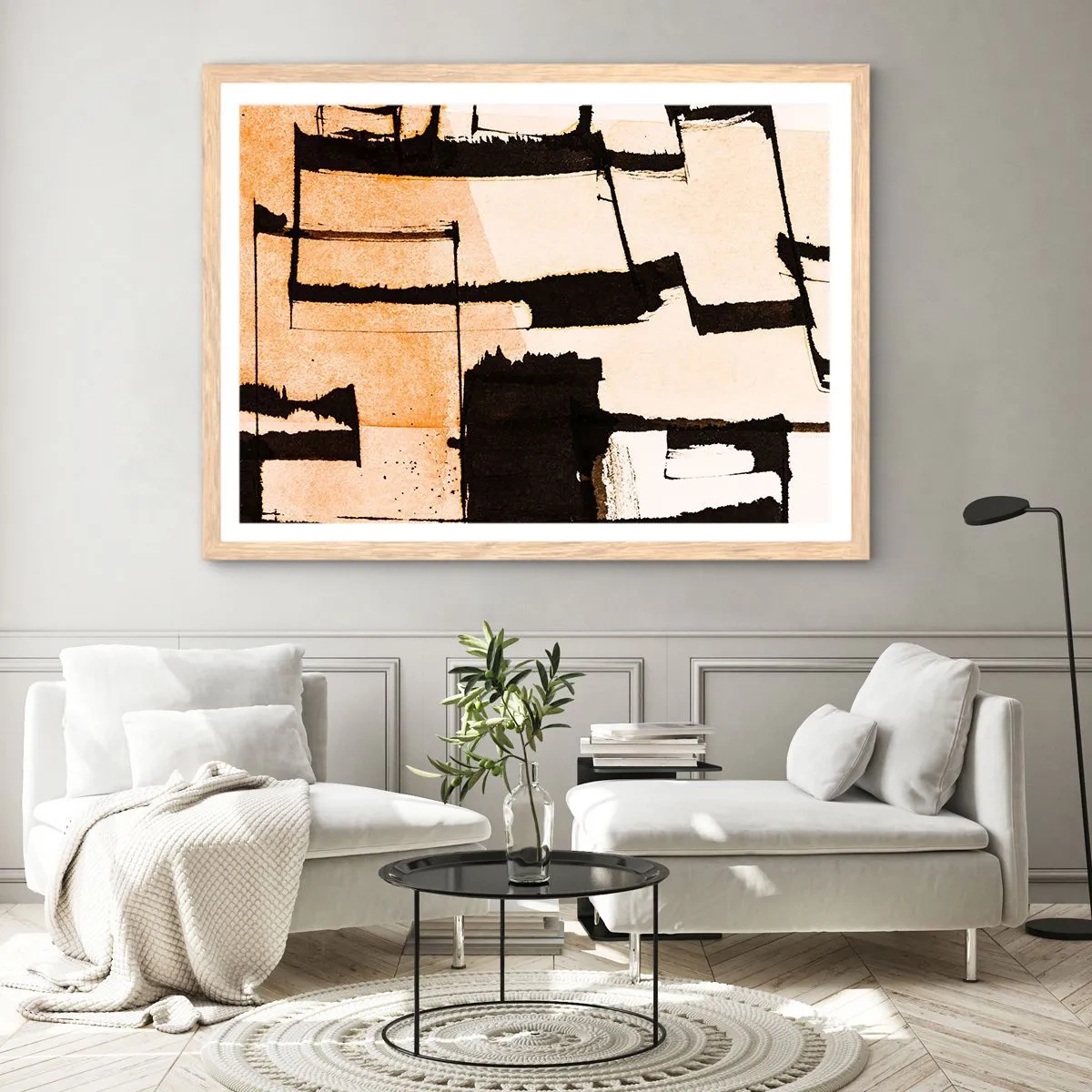 Póster en marco roble claro - Aun así hay orden - 70x50 cm