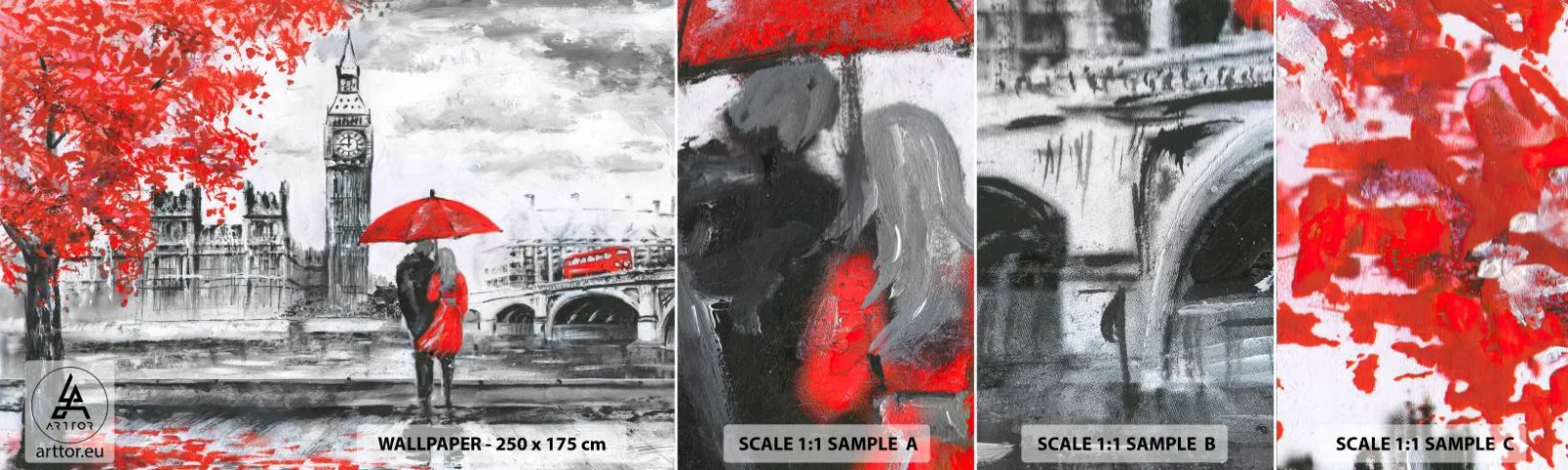 Muestra De Fotomural Standard Eco - Londres enamora - Ciudad, Londres, Pareja enamorada - 100x30 cm