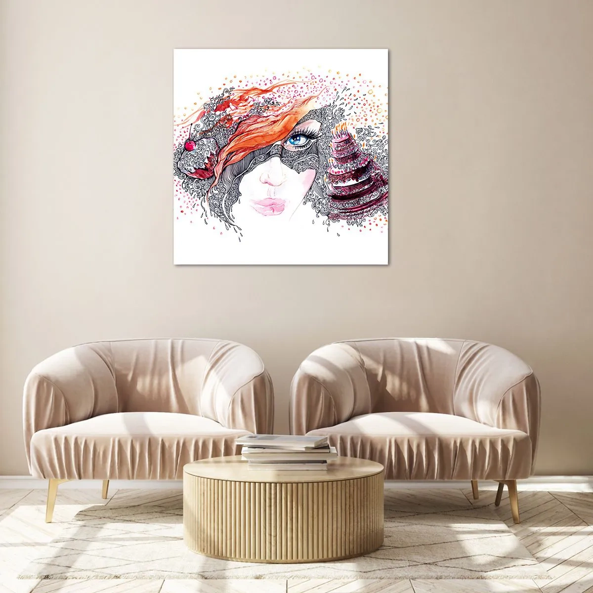 Cuadro sobre vidrio - Impresiones sobre Vidrio - Con ella cada día es una fiesta - 40x40 cm