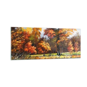 Cuadro sobre vidrio - Impresiones sobre Vidrio - Paisaje en dorado y marrón - 100x40 cm
