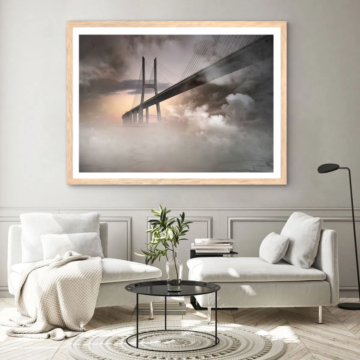 Póster en marco roble claro - Junto al río que no existe - 100x70 cm