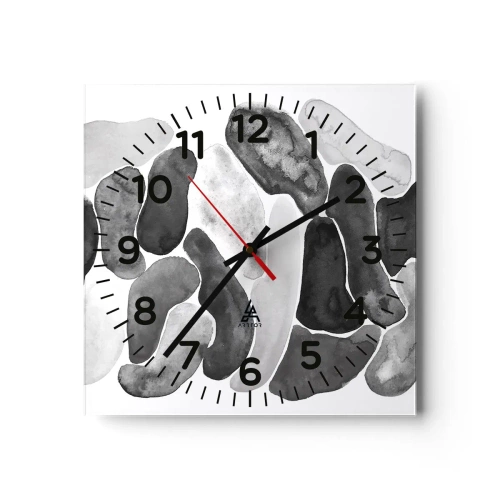 Reloj de pared - Reloj de vidrio - Abstracción pétrea - 30x30 cm