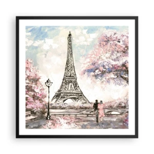 Póster en marco negro - Un paseo por París en abril - 60x60 cm