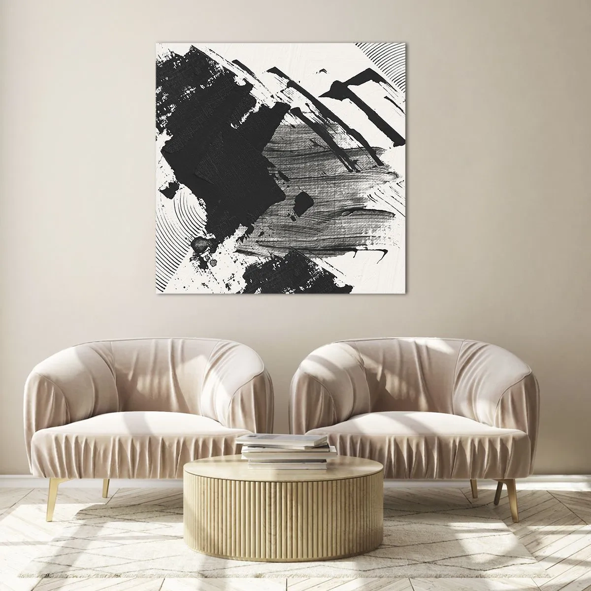 Cuadro sobre vidrio - Impresiones sobre Vidrio - Abstracción: la expresión del negro - 70x70 cm