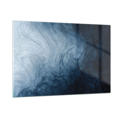 Cuadro sobre vidrio - Impresiones sobre Vidrio - Profundidad abstracta en tonos azul marino y gris. - 120x80cm - En las profundidades - Decoración de pared moderna para salón y dormitorio ARTTOR