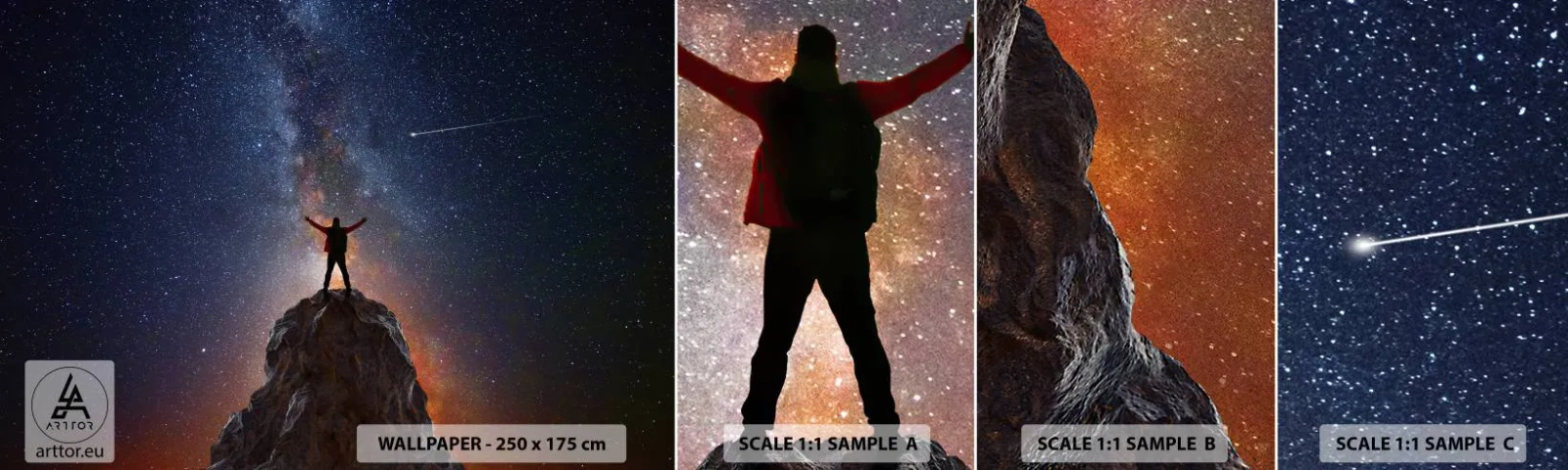 Muestra De Fotomural Standard Eco - ¡El poder está conmigo! - Abstracción, Cosmos, Hombre - 100x30 cm