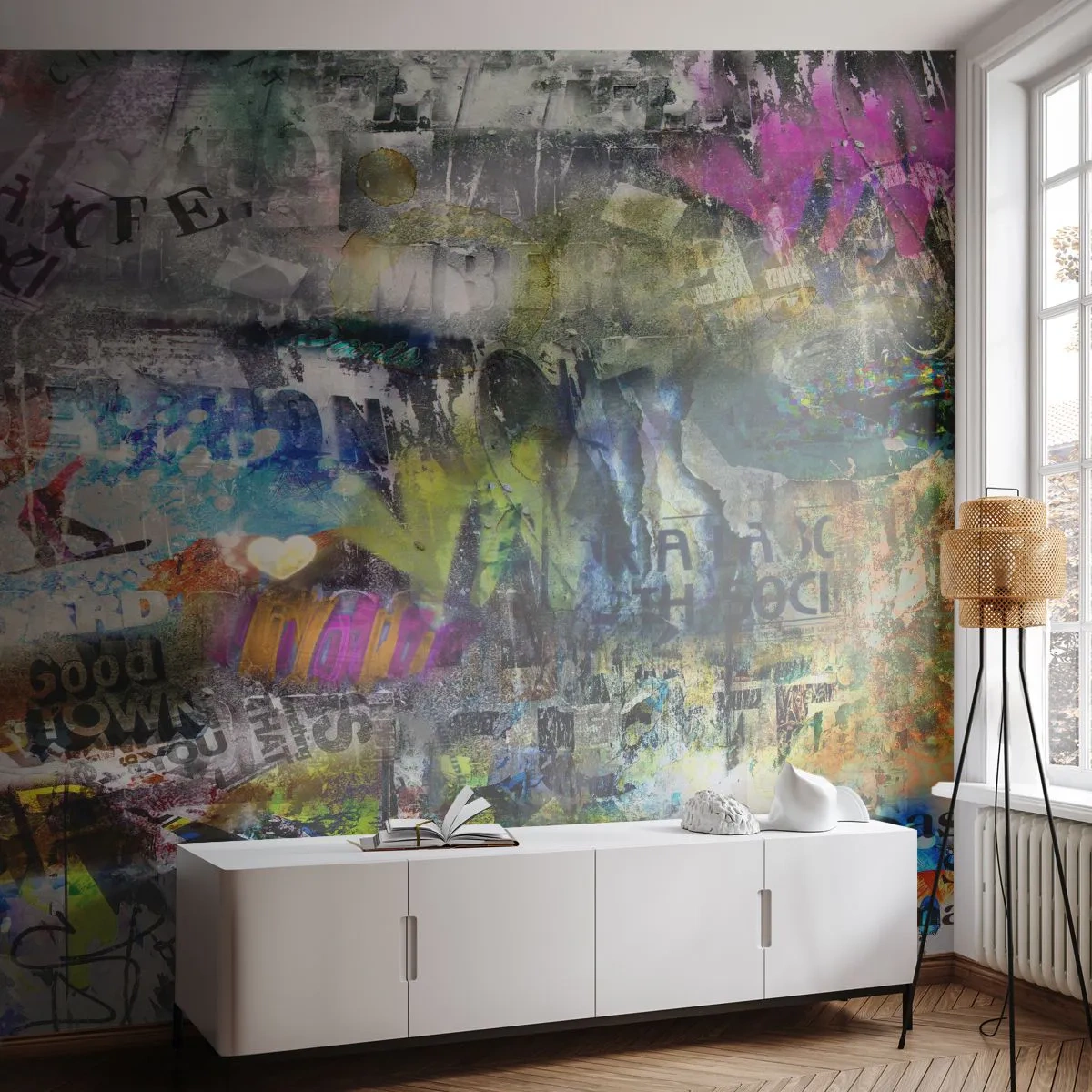 Fotomural Standard Eco - Un collage de recuerdos - Pintada, Mural, Patrón moderno - 450x315 cm