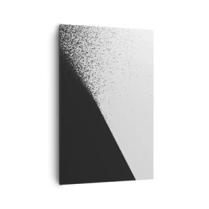 Cuadro sobre lienzo - Impresión de Imagen - Abstracción minimalista en blanco y negro con puntos dispersos. - 80x120cm - Cada vez más rápido, cada vez más alto - Decoración de pared moderna para salón y dormitorio ARTTOR