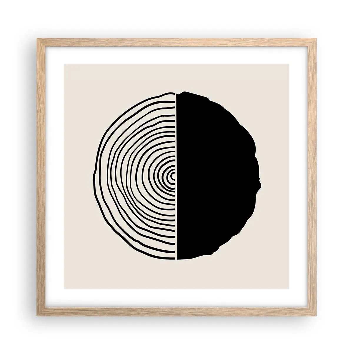 Póster en marco roble claro - Mitad y mitad - 50x50 cm