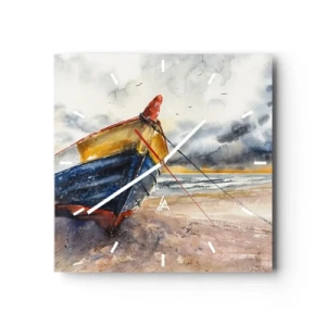Reloj de pared - Reloj de vidrio - Descansando en la orilla - 40x40 cm