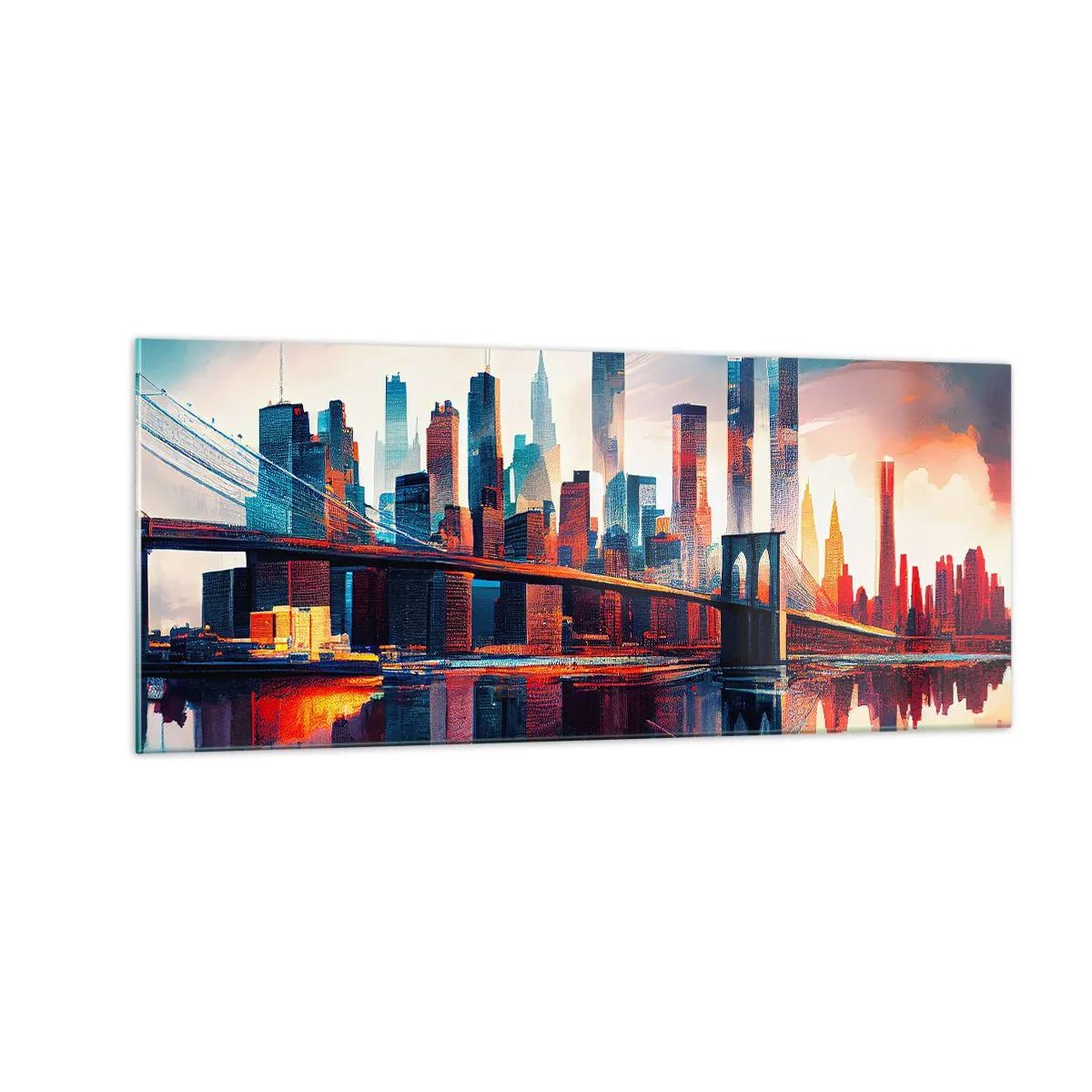 Cuadro sobre vidrio - Impresiones sobre Vidrio - Nueva York siempre luce - 100x40 cm