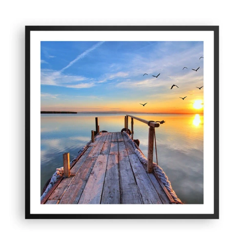 Póster en marco negro - Caminando hacia el sol - 60x60 cm