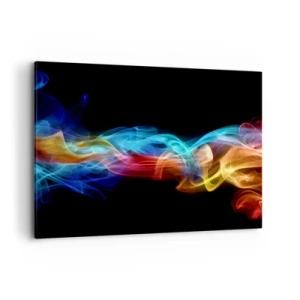 Cuadro sobre lienzo - Impresión de Imagen - Humo colorido sobre un fondo negro - 100x70cm - Una danza de nieblas de arco iris - Decoración de pared moderna para salón y dormitorio ARTTOR