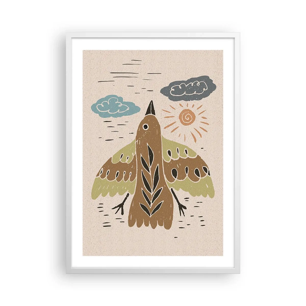Póster en marco blanco - Vuelo alegre - 50x70 cm