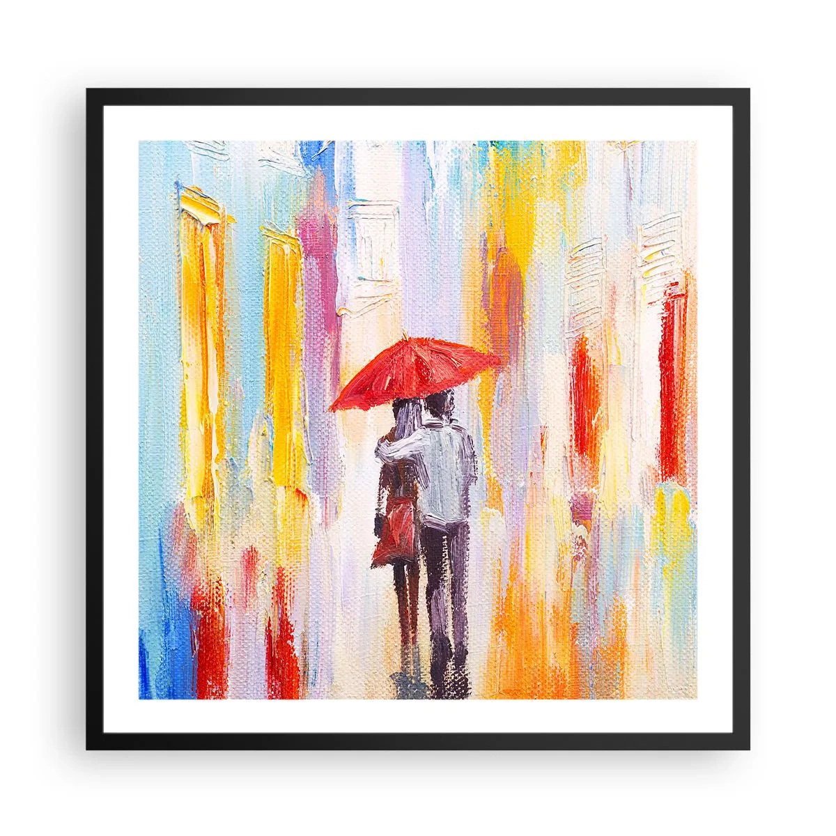 Póster en marco negro - Que siga lloviendo - 60x60 cm
