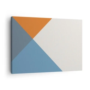 Cuadro sobre lienzo - Impresión de Imagen - Triángulos geométricos en tonos azules y naranjas. - 70x50cm - Desde el punto de vista de... - Decoración de pared moderna para salón y dormitorio ARTTOR