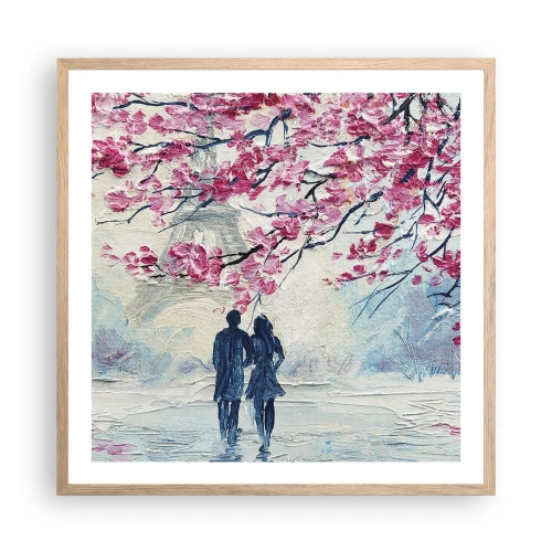Póster en marco roble claro - Un paseo romántico - 60x60 cm