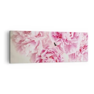 Cuadro sobre lienzo - Impresión de Imagen - Un ramo de peonías rosas sobre un fondo claro. - 140x50cm - En el esplendor del rosa - Decoración de pared moderna para salón y dormitorio ARTTOR