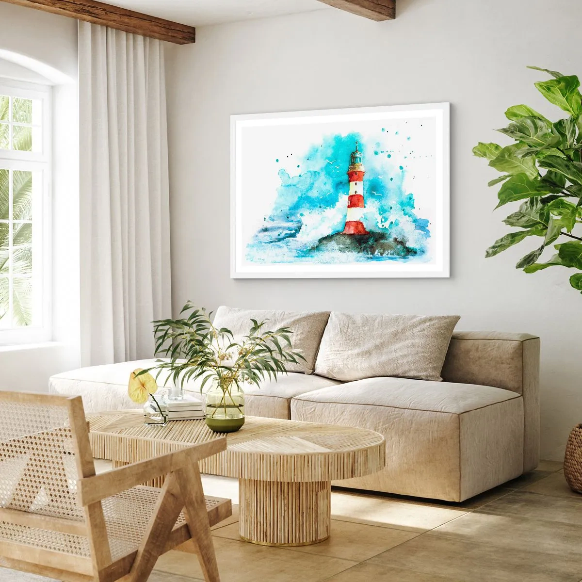 Póster en marco blanco - La unidad de los elementos - 70x50 cm