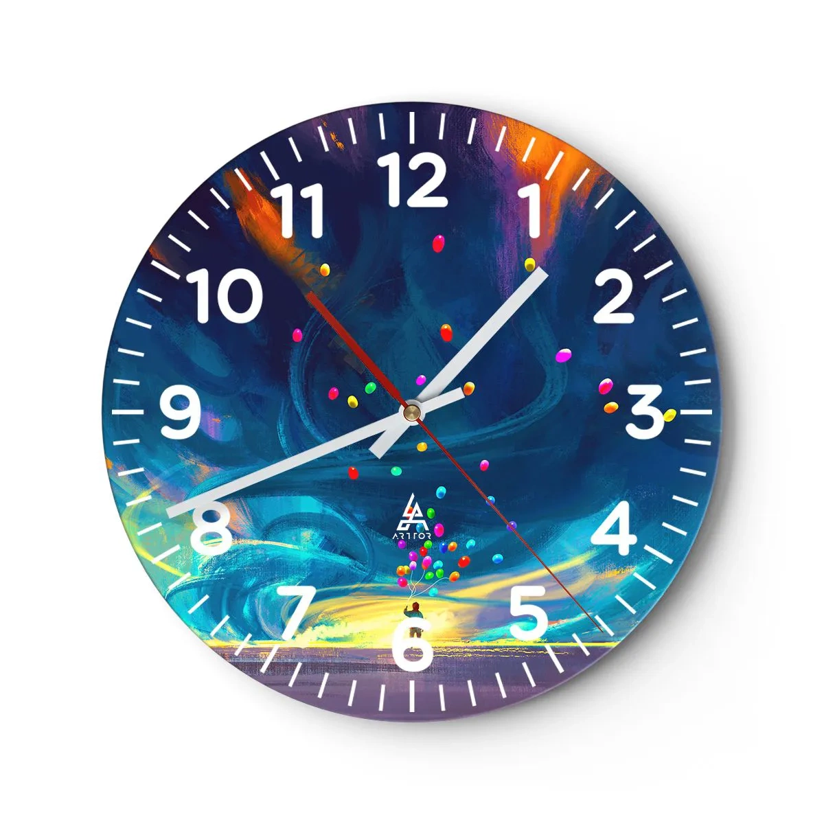 Reloj de pared - Reloj de vidrio - En un viento azul - 30x30 cm