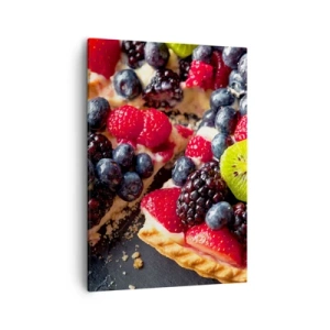 Cuadro sobre lienzo - Impresión de Imagen - Tarta colorida con frutas y nata - 50x70cm - ¡Dolce vita! - Decoración de pared moderna para salón y dormitorio ARTTOR