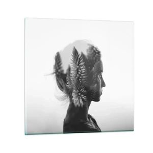 Cuadro sobre vidrio - Impresiones sobre Vidrio - La dama del bosque de pinos - 60x60 cm