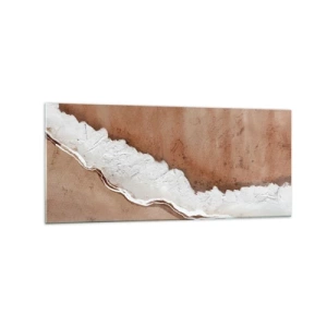 Cuadro sobre vidrio - Impresiones sobre Vidrio - Textura de arena con acentos blancos. - 120x50cm - En colores terrosos - Decoración de pared moderna para salón y dormitorio ARTTOR
